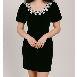 Cachet Bari Protas Vintage Black Velvet Dress dark romantic goth NWT Size 11/12